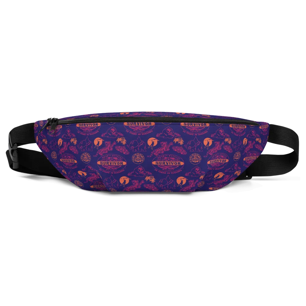 Survivor 20 Years 40 Seasons All Over Purple Pattern Premium Fanny Pack